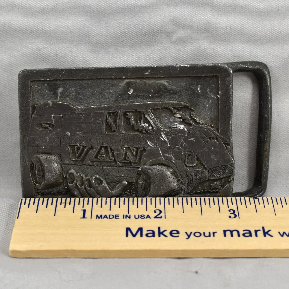 Vintage Belt Buckle Custom 1970s Van Handmade In The USA‎ By Buck-L-Up Gift